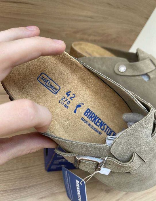Тапки Birkenstock Boston Beige dark-beige біркеншток бостон унісекс