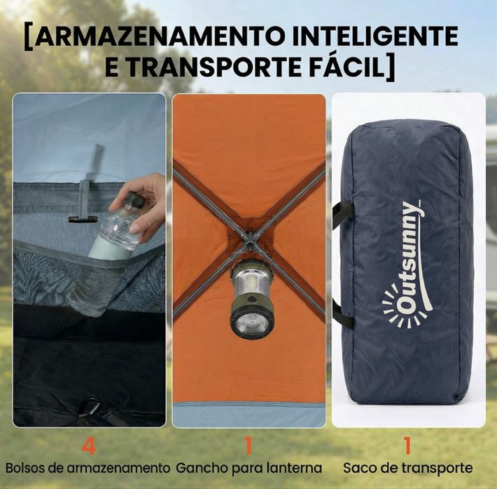 Tenda de Campismo Familiar Outsunny – 2 Quartos