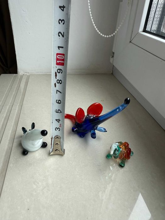 Фигурки статуэтки из цветного стекла мыш черепаха 2 шт