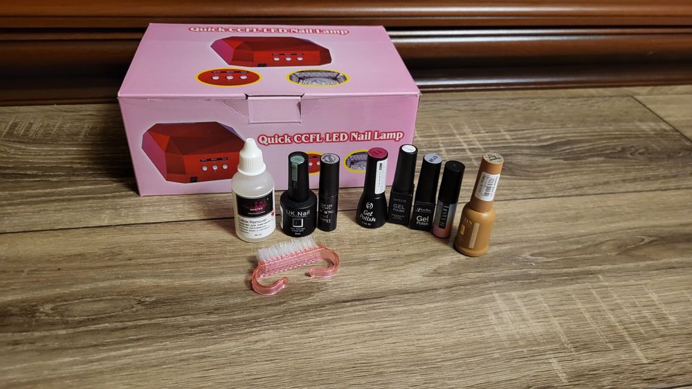 Лампа новая гибридная, лед и уф, лаки, база, ремувер, щетка