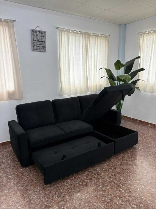 Sofá-cama preto novo e barato/ Entrega grátis em domicílio/ Pagamento na entrega.