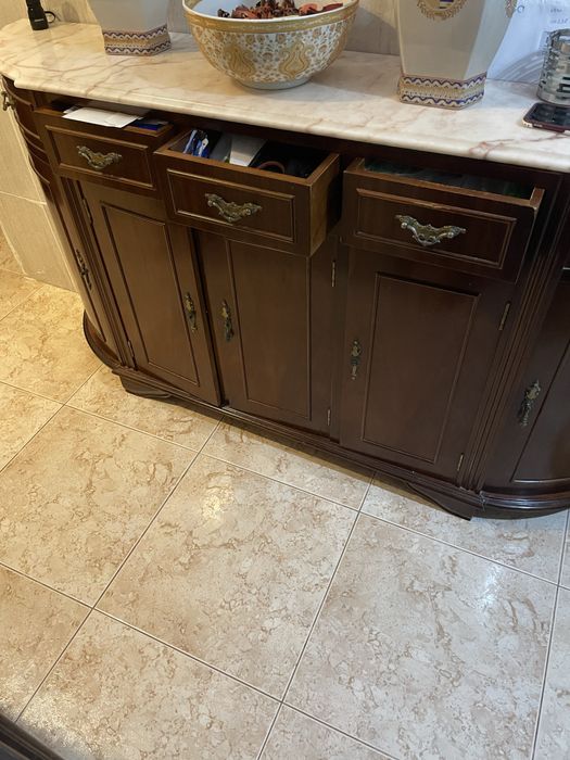 Movel de entrada/aparador/sapateira com tampo de pedra marmore