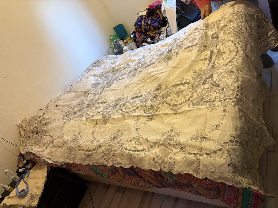 Grande Toalha Banquete Antiga Linho Bordado Madeira 270x170 + 10 Guardanapos (Nappe ancienne) 10 Guardanapos (Nappe ancienne)
