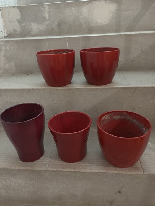 5 czerwonych doniczek ceramika Scheurich