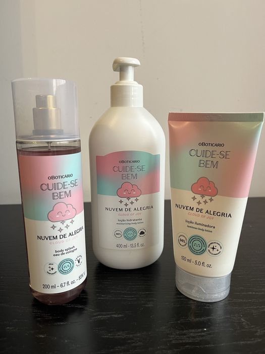 Body Splash, Locao e Loção Iluminadora Cuide-se Bem Nuvem de Alegria