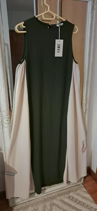 Vestido novo xl-2xl verde e beje