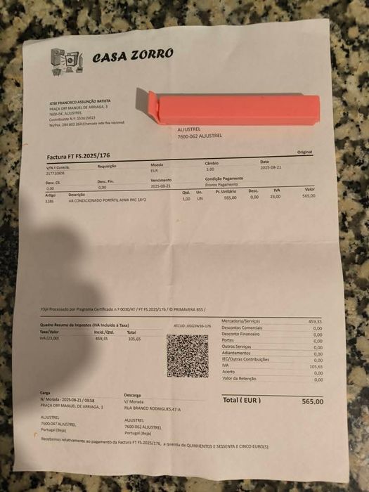 Ar condicionado portátil e desumidificador tambem!Custou €565