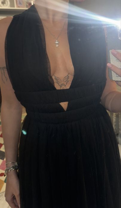 Sukienka maxi tiulowa czarna 36