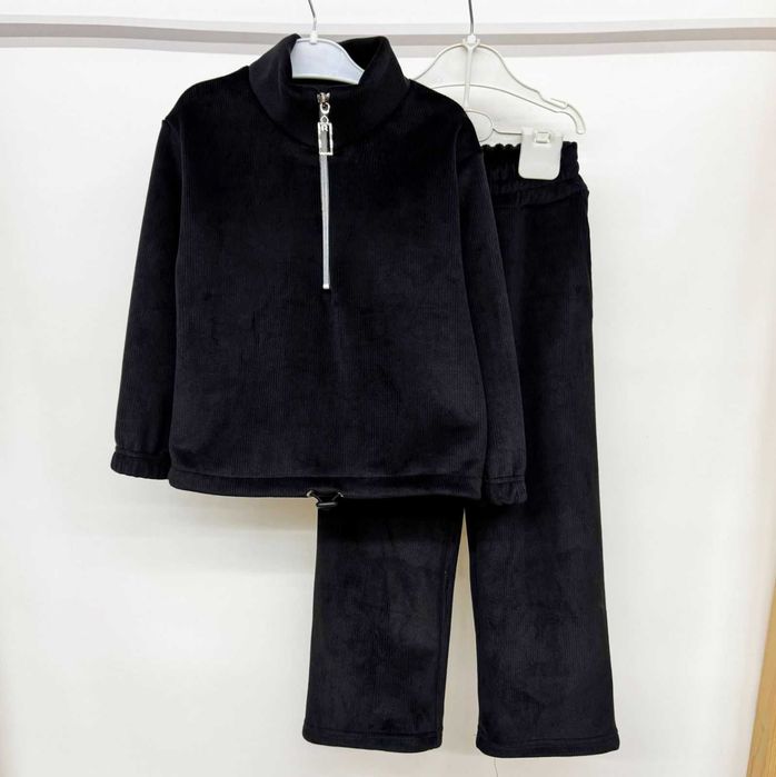 Теплий костюм велюр рубчик на флісі 110-158 см штани велюровий палацо