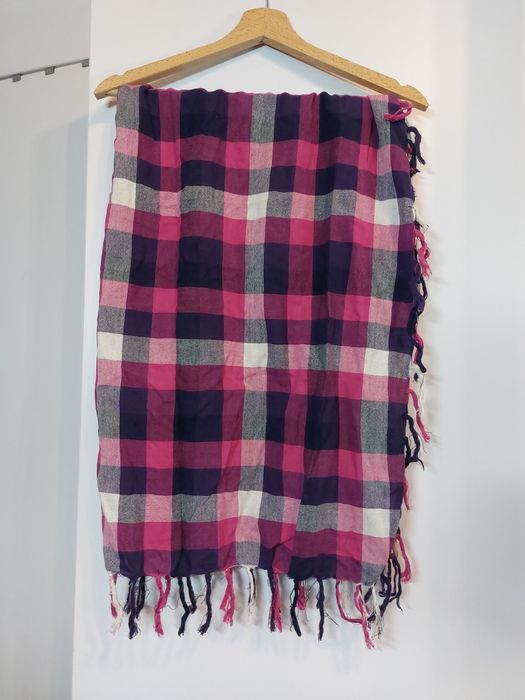 Kolorowy szal w kratę szalik w kratkę chusta chusteczka oversize