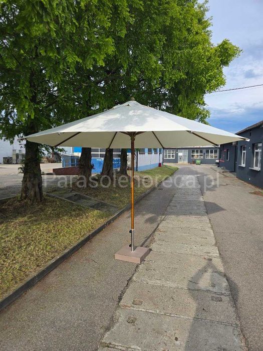 Parasol ogrodowy drewniany średnica 4 m kolor mleczny-Solo