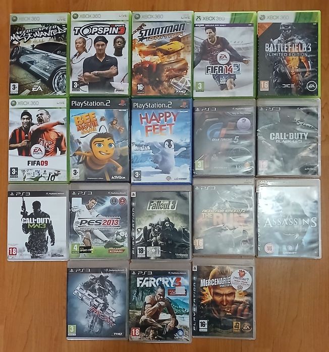 Conjunto de 18 jogos Playstation 2/3/Xbox 360