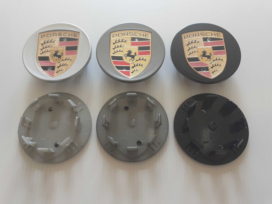 Centros/tampas de jante completos Porsche com 56, 60, 65, 68 e 76 mm