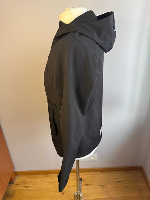 NOWY czarny damski taliowany softshell z kapturem M / 42