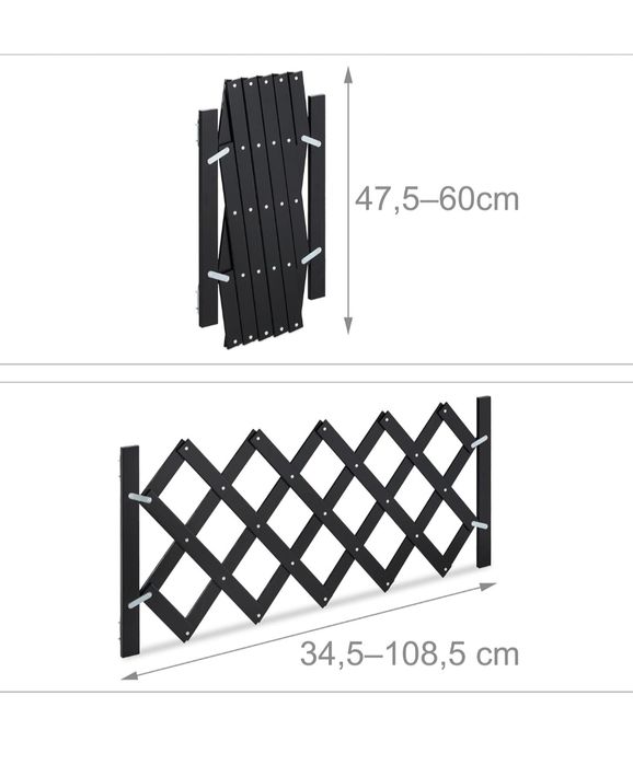 Barierka ochronna dla dzieci i zwierząt,czarna  rozkładana