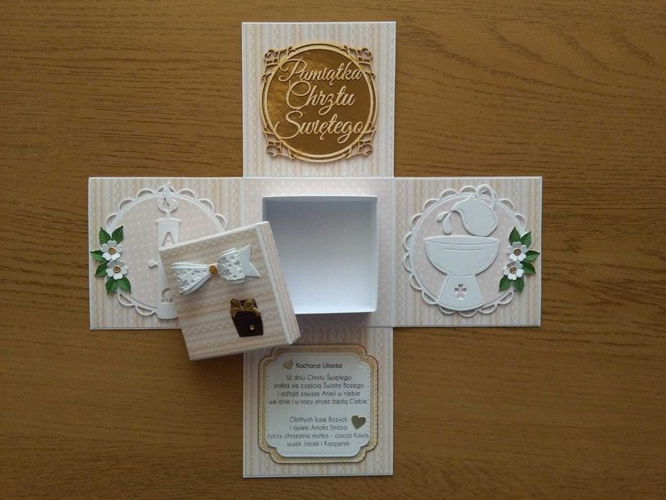 Kartka na Chrzest, chrzciny, exploding box, kartka eksplodująca