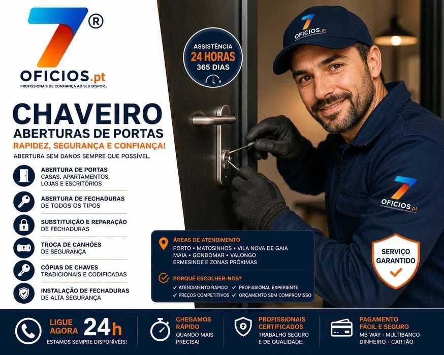 Chaves e Fechaduras no Porto | Abertura de Portas 24 Horas | Serviço Rápido chaveiro no Porto