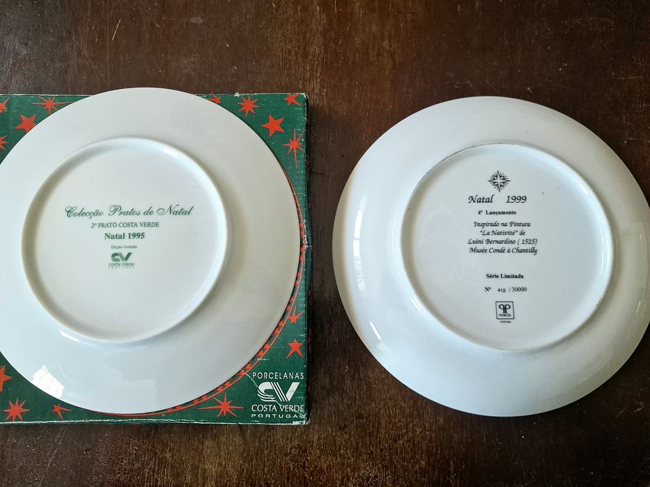 Pratos de Natal Costa Verde de 1995 e 1999 edição limitada