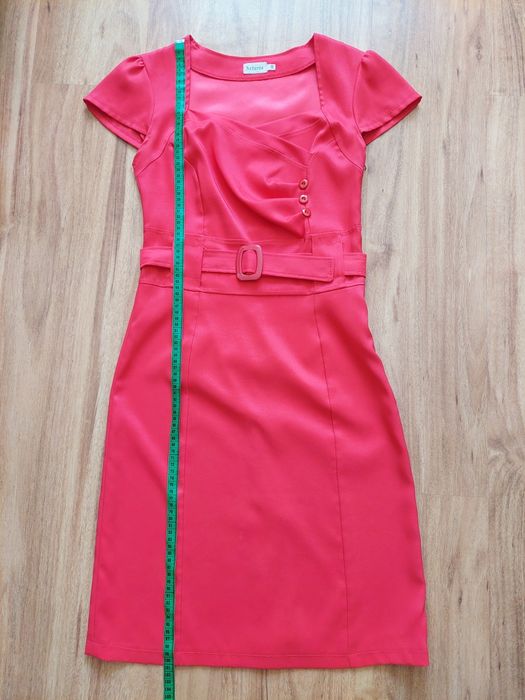 Czerwona sukienka styl retro vintage lata 50 60 dekolt serce M 38