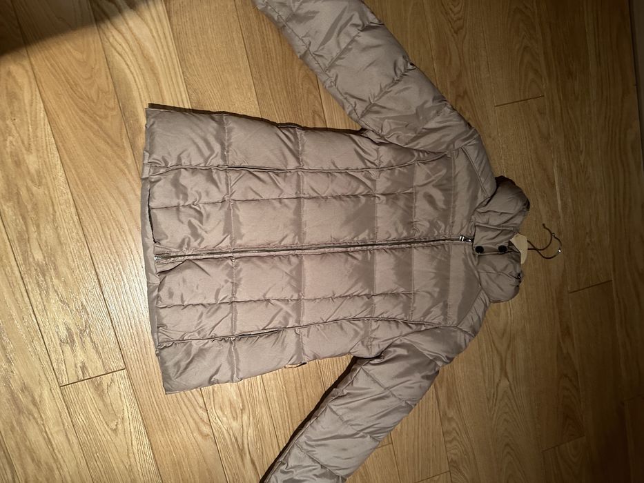 Zara xs kurtka zimowa beżowa z kapturem