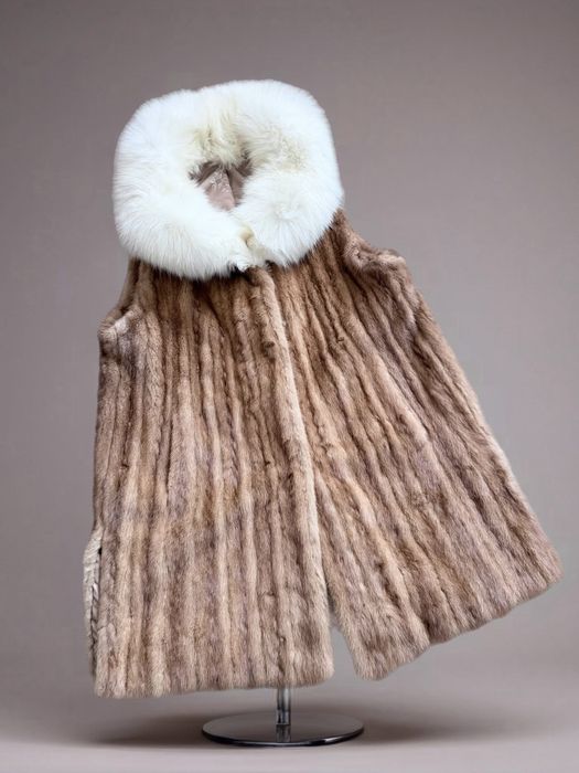 Bezrękawnik futro kamizelka łasica syberyjska kołnierz Lis M 38 L 40