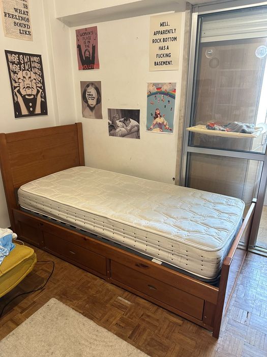 Cama solteiro com colchao e estrado