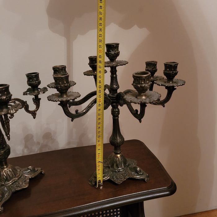 Świecznik mosiądz brąz pięcioramienny siednioramienny