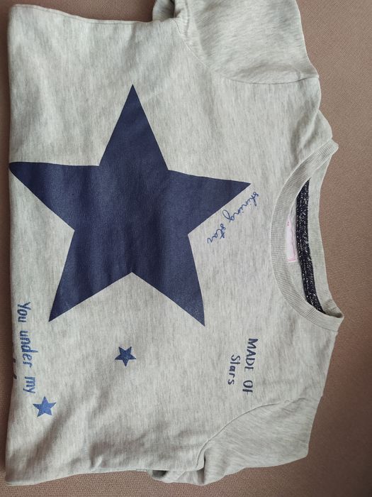 Bluza dziewczęca 146  szara z nadrukiem