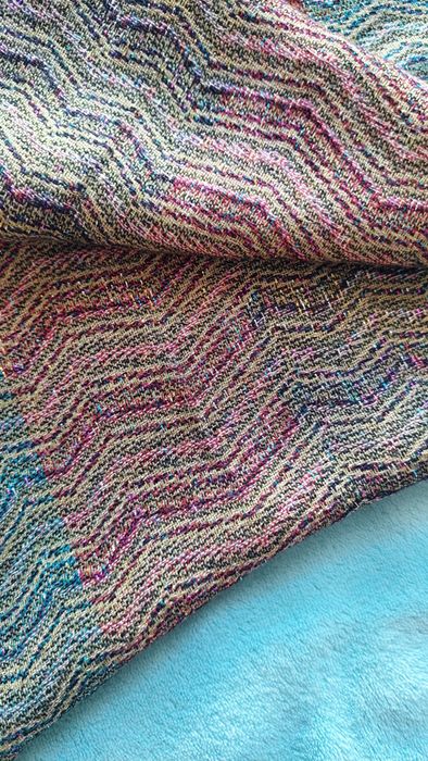 Szal, paszmina rudozielony z nitką srebrną