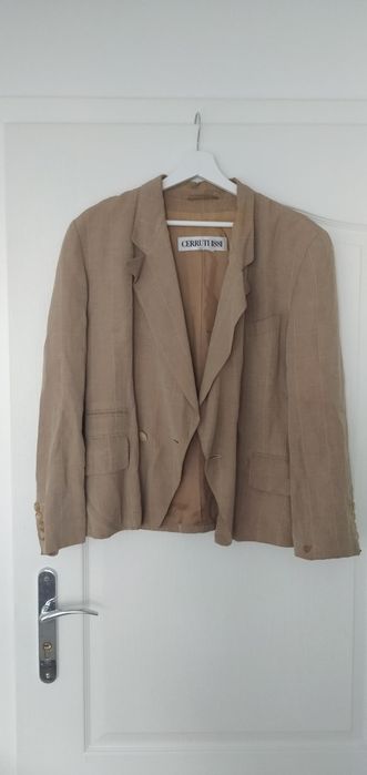 Perełka vintage Cerruti 1880 marynarka retro beżowa krótka 40 42