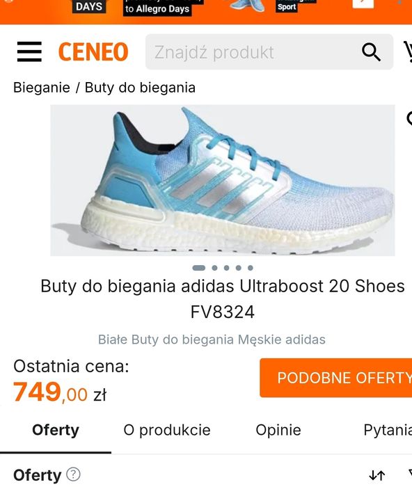 ZA 1/3 CENY nowe buty Adidas Ultra Boost 20 rozm. 36,5 wkładka 23 cm