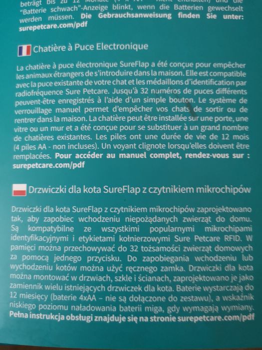 Drzwiczki dla kota, Sure Flap. Nowe.