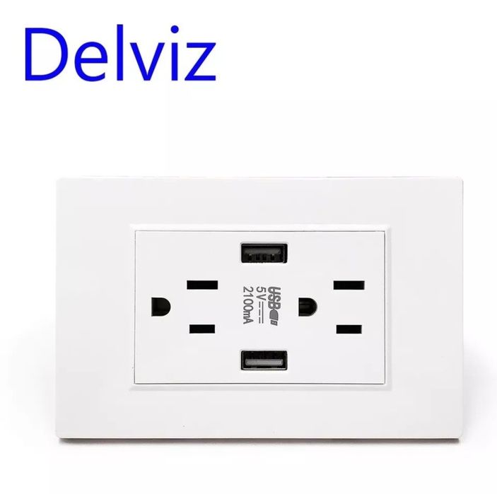 Розетка встраиваемая с USB 5V, 2100mA