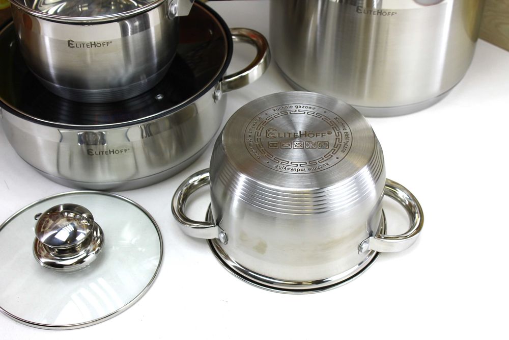 Zestaw Garnków i Patelni – 12 Elementów, Ciężkie, Eleganckie, Indukcja