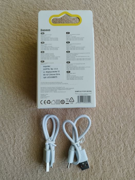 Ładowarka Baseus 2x USB 10.5W +2 kable USB C