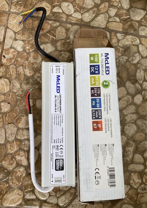 блок живлення для LED McLED 100W, 12V DC, IP67