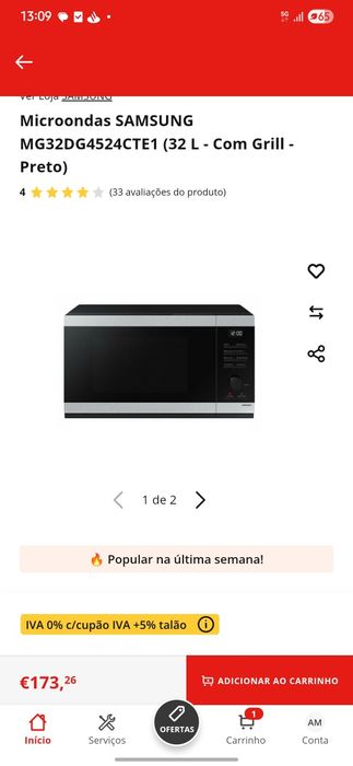 Microondas Samsung com grill