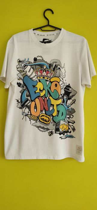 Koszulka  T-shirt , Unikat ECKŌ UNLTD. – vintege Rhino Gfaffiti style biały ZIP street
