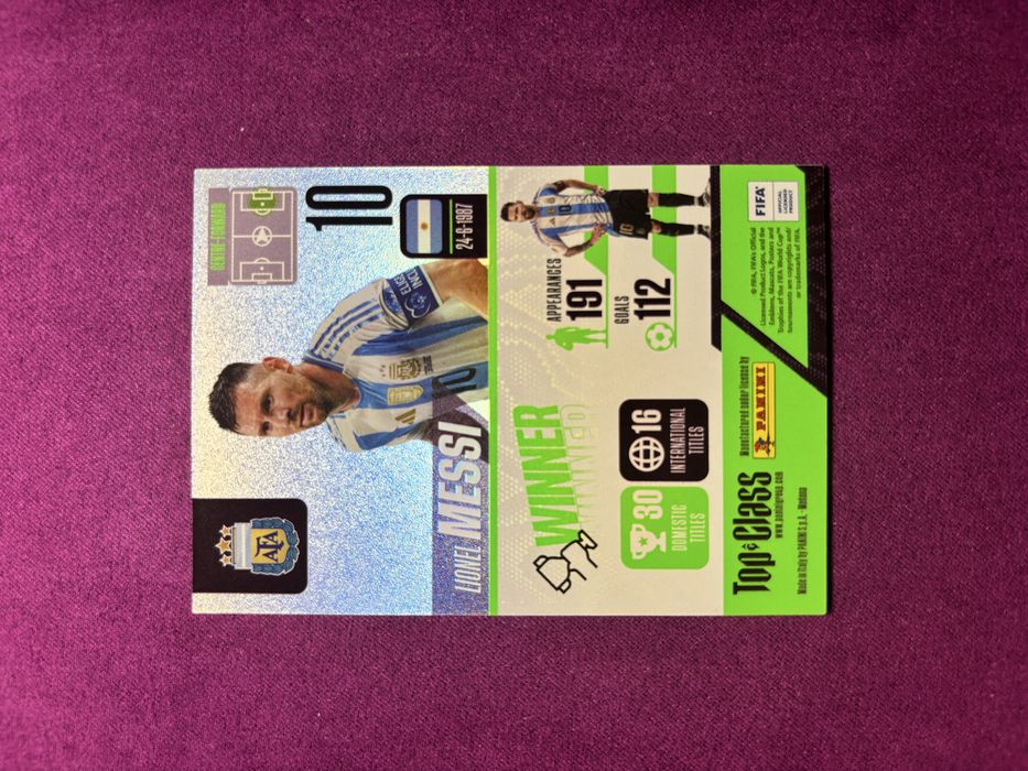 Lionel Messi Winner card Panini top class 2025
