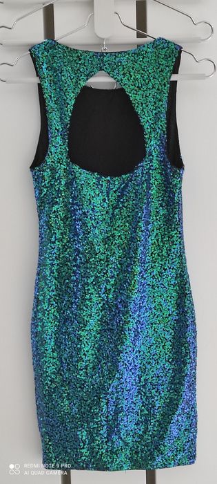 sukienka h&m rozm.34/zielony szmaragdowy/bal syrenka strój karnawałowy