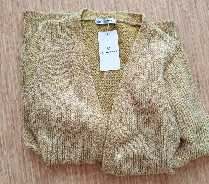 Nowy sweter kardigan Szachownica L