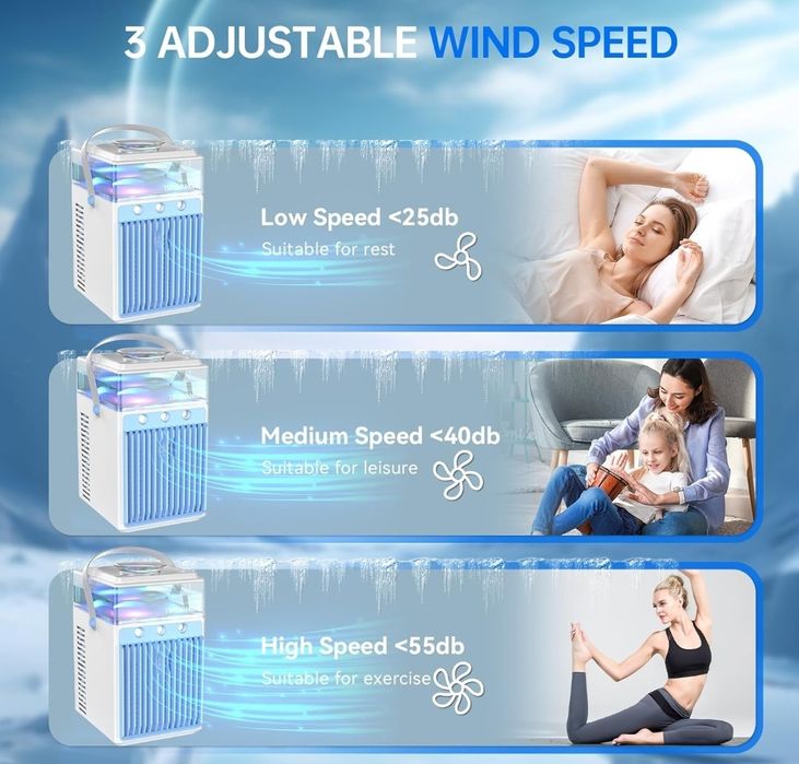 Mini klimatyzator, 4 w 1, USB, przenośny klimatyzator