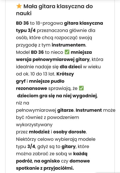 Gitara klasyczna bd 36 3/4