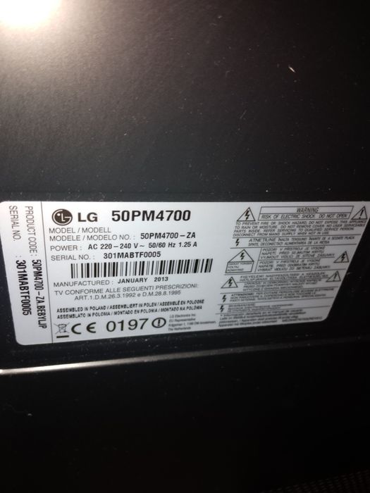 Telewizor plazmowy LG 50cali