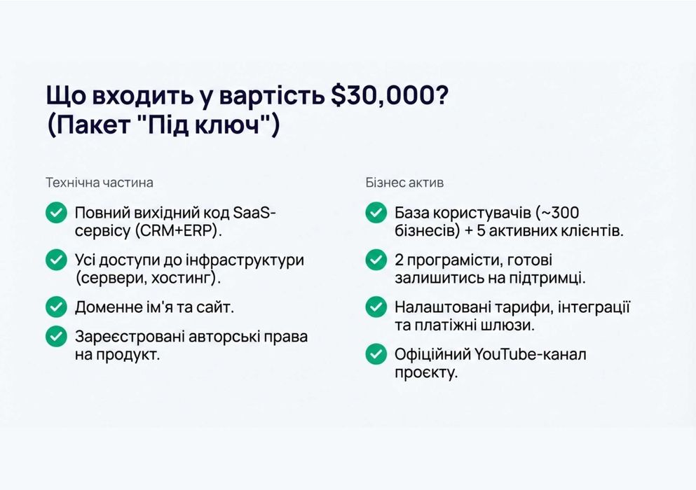 Продається ІТ бізнес — SaaS система (CRM+ERP)