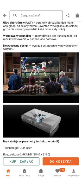 Projektor Optoma 4K CinemaX P2 laser + 2 pary okularów 3D  kino domowe