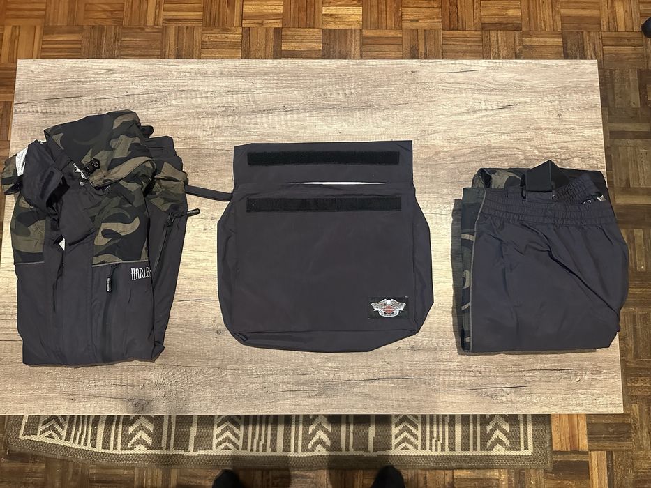 Conjunto Harley-Davidson Camuflado - Blusão+Calças+Bolsa - Tamanho L