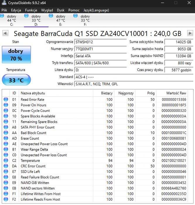 Dysk SSD Seagate BarraCuda Q1 240GB
