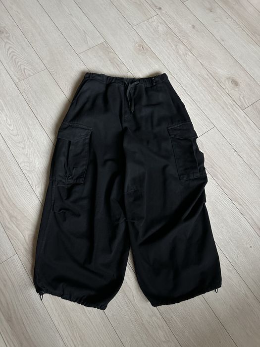 Широкі чорні чоловічі оверсайз карго штани з карманами cargo baggy Л L