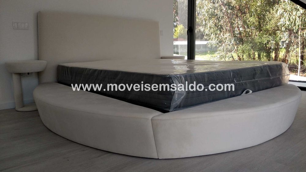 Cama de Casal Redonda Estofada - Fabricamos todas as cores e medidas